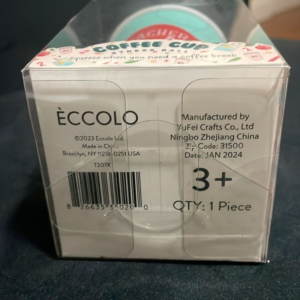 New Eccolo coffee cup espresso latte teacher fuel blue stress ball squeezeball - Picture 7 of 10
